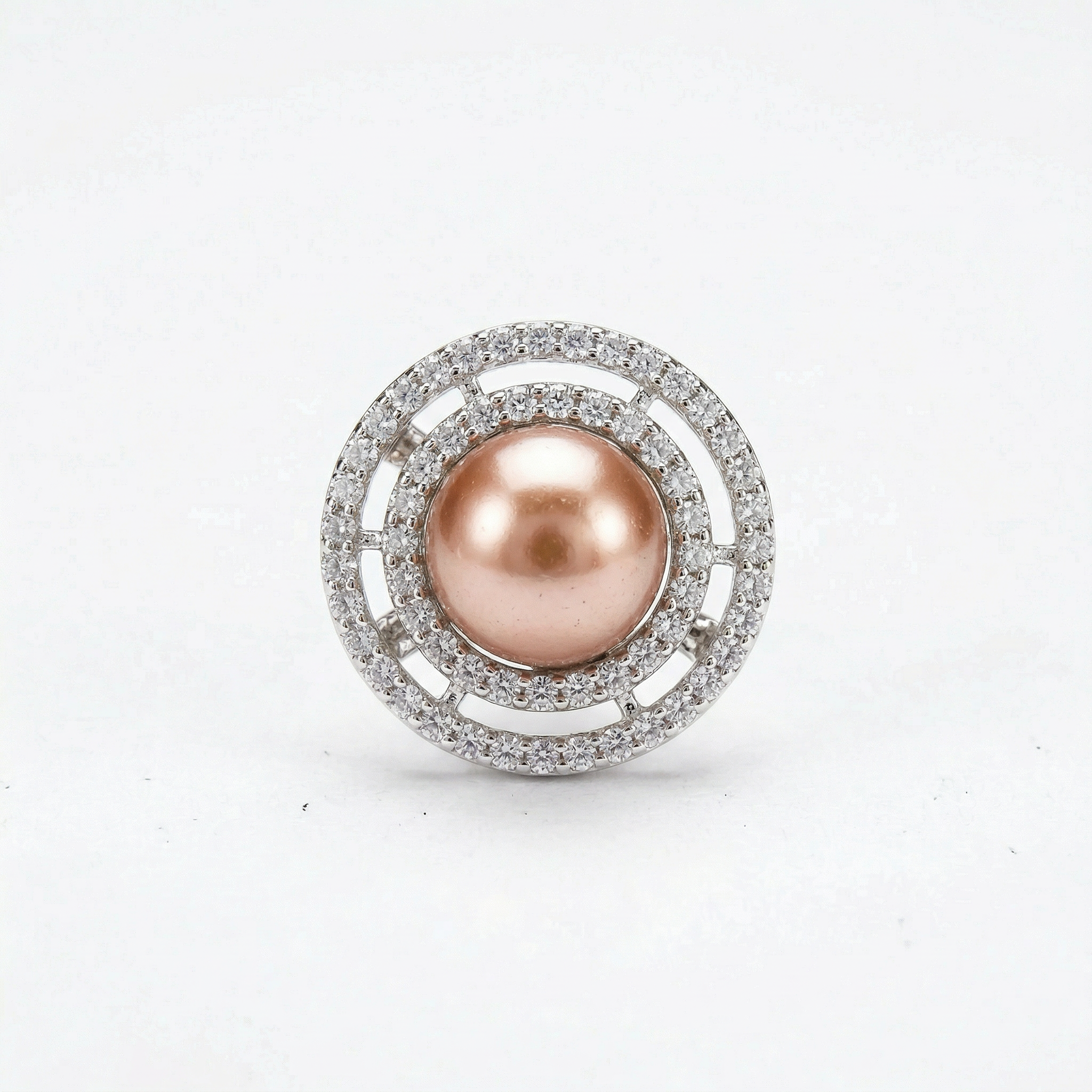 Silver brown diamond studded heavy tops earrings