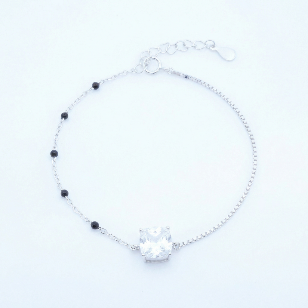 Silver Cushion Cut Hand Mangalsutra