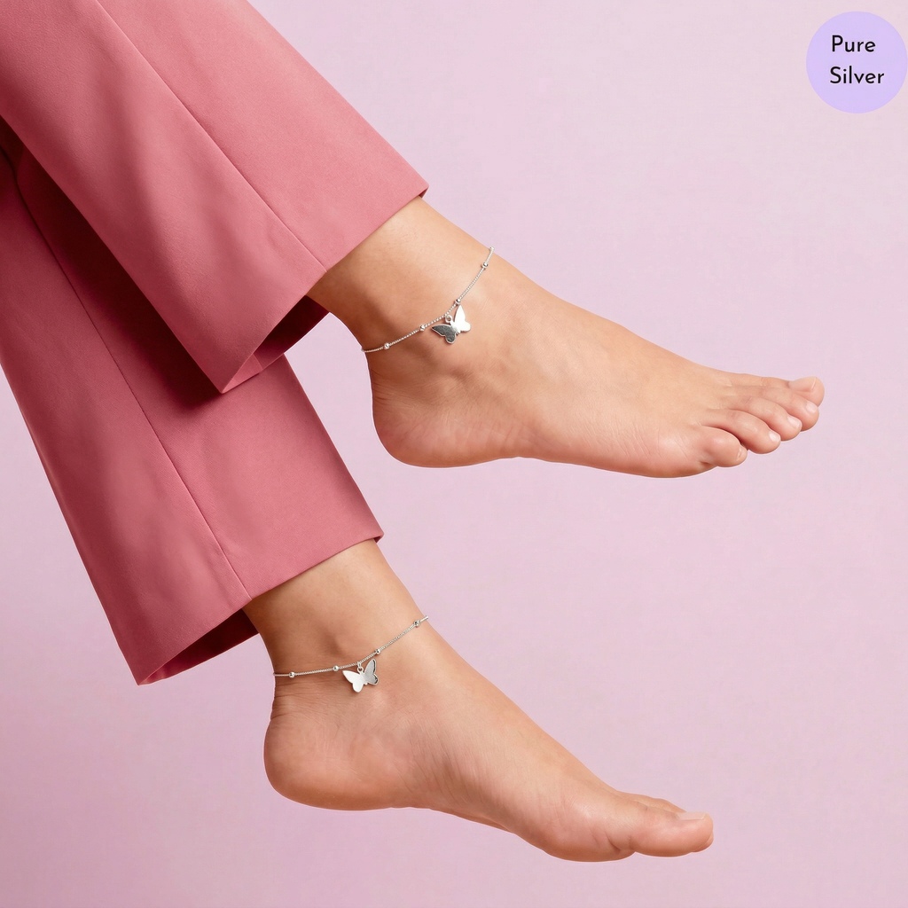 Silver Butterfly Anklet