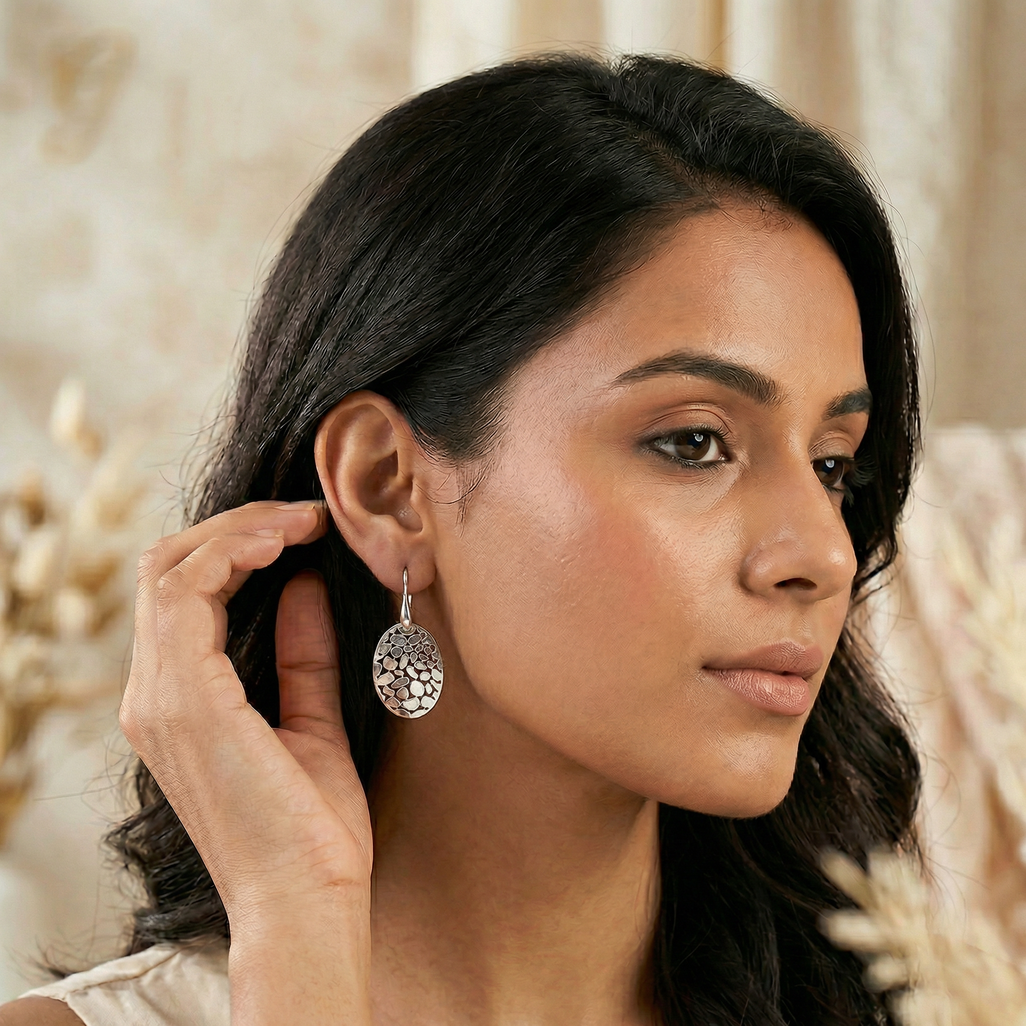 Silver italian designer danglers earrings