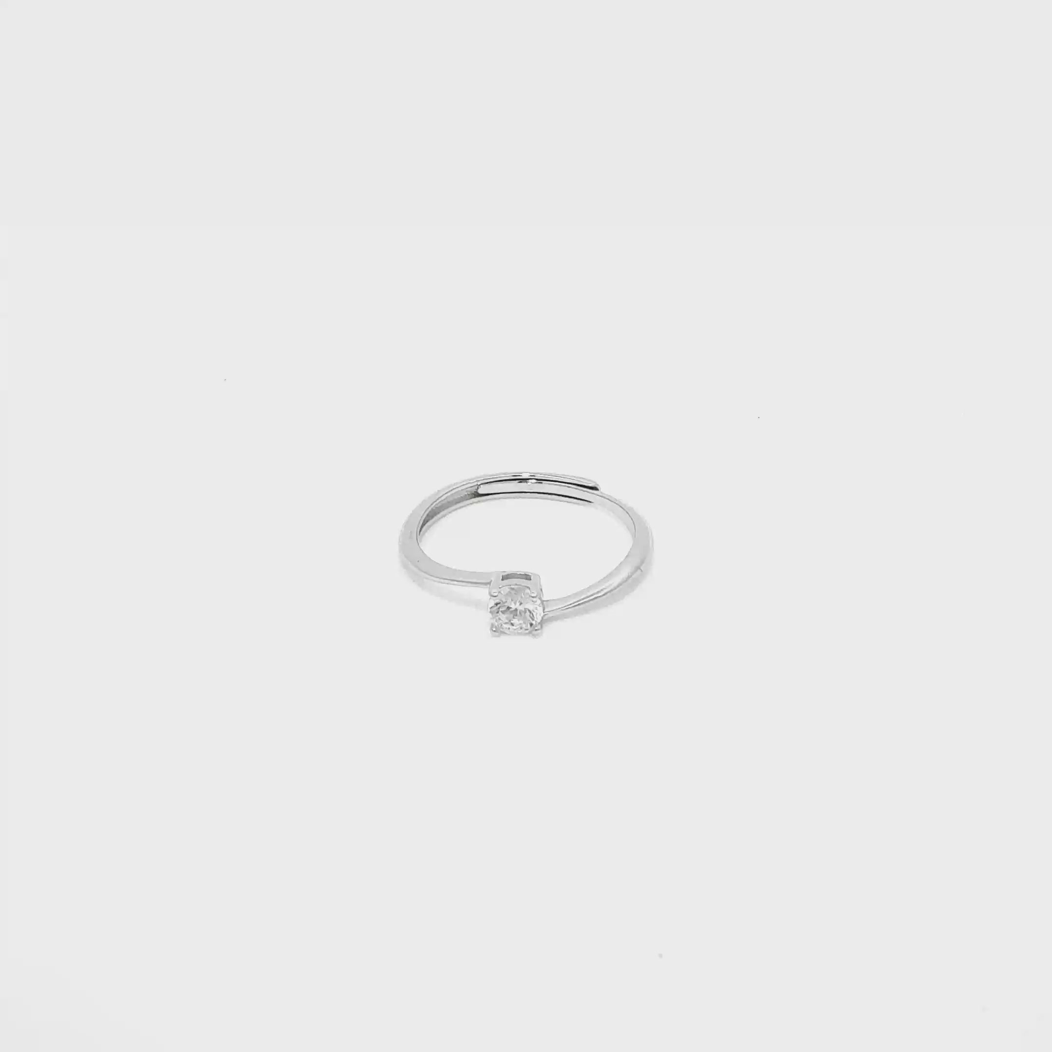 Adjustable Single Solitaire Silver Ring