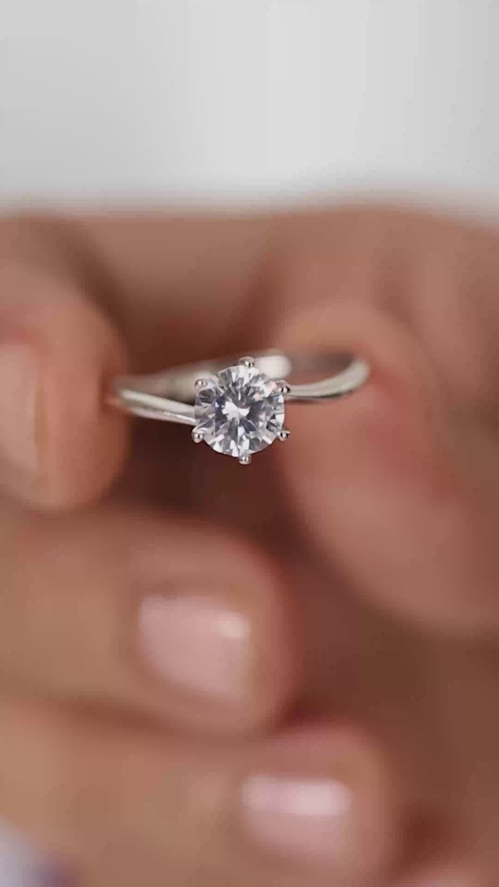 Adjustable Single Solitaire Silver Ring