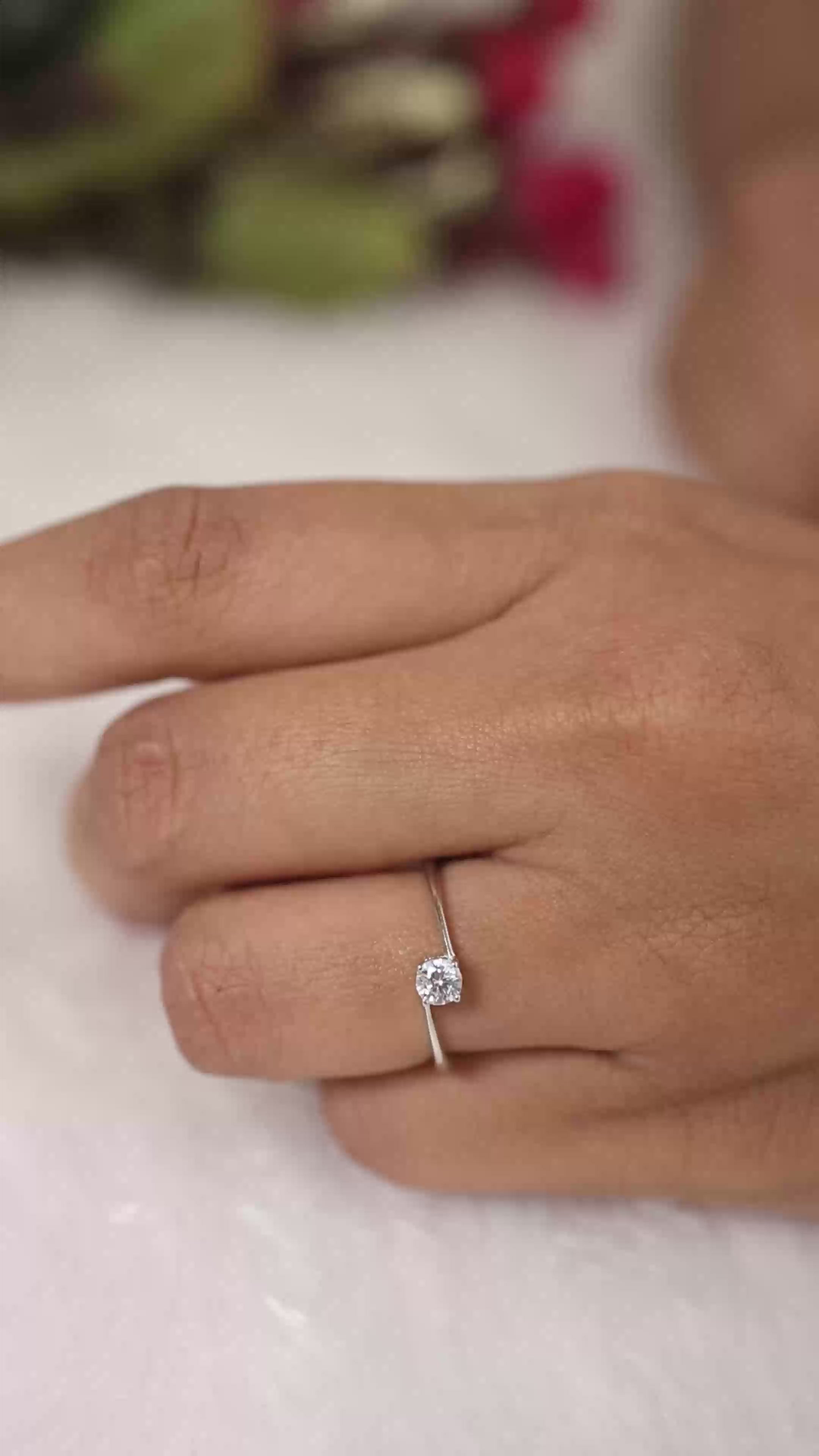 Adjustable Single Solitaire Silver Ring