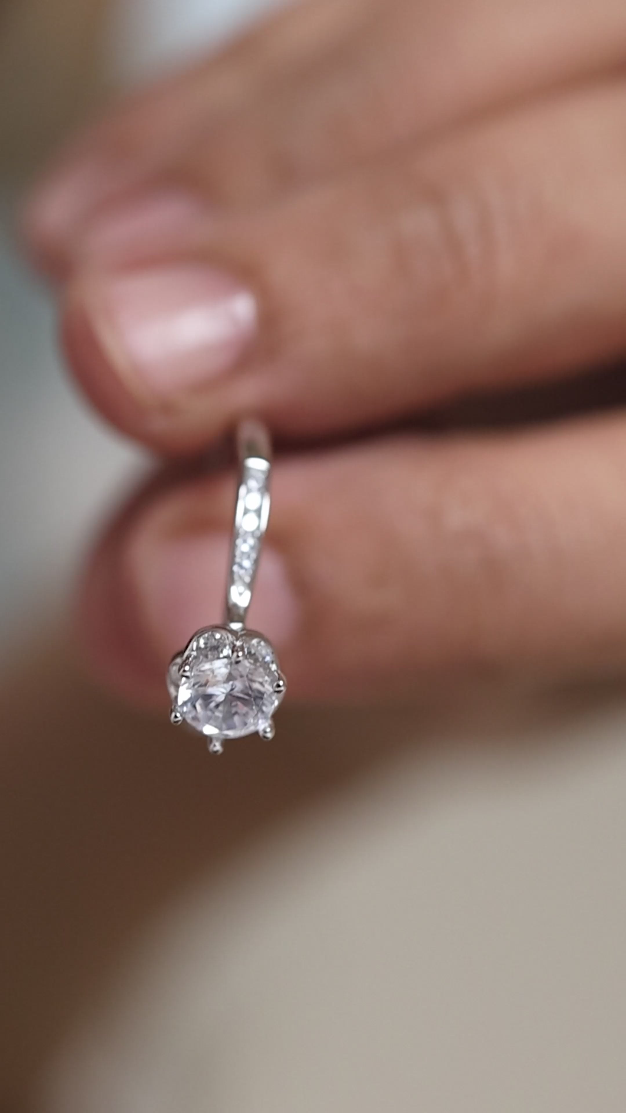 Adjustable Silver Solitaire Engagement Ring