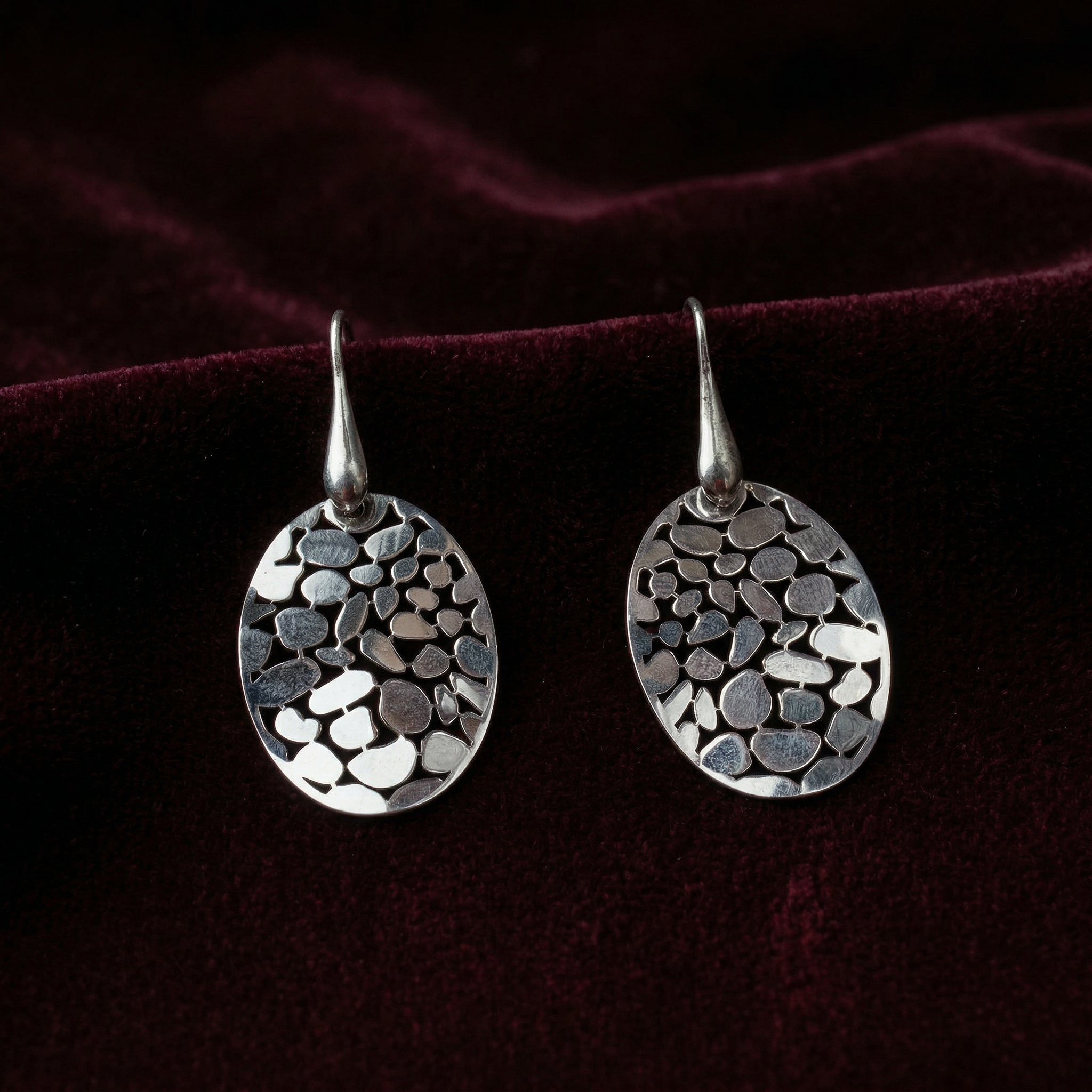 Silver italian designer danglers earrings