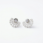 Silver fan shaped designer earrings